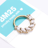 Detail View 4 of Golden Brilliant Sparkle Marquise Weave Wreath Clicker Hoop Ring-Clear Gem