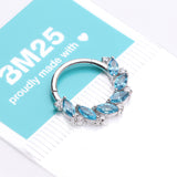 Detail View 4 of Brilliant Sparkle Marquise Weave Wreath Clicker Hoop Ring-Aqua/Clear Gem