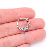 Detail View 3 of Brilliant Sparkle Marquise Weave Wreath Clicker Hoop Ring-Multi-Color