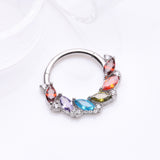 Detail View 2 of Brilliant Sparkle Marquise Weave Wreath Clicker Hoop Ring-Multi-Color