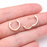 Detail View 3 of A Pair of Rose Gold Simple Huggie Hoop Steel Earring