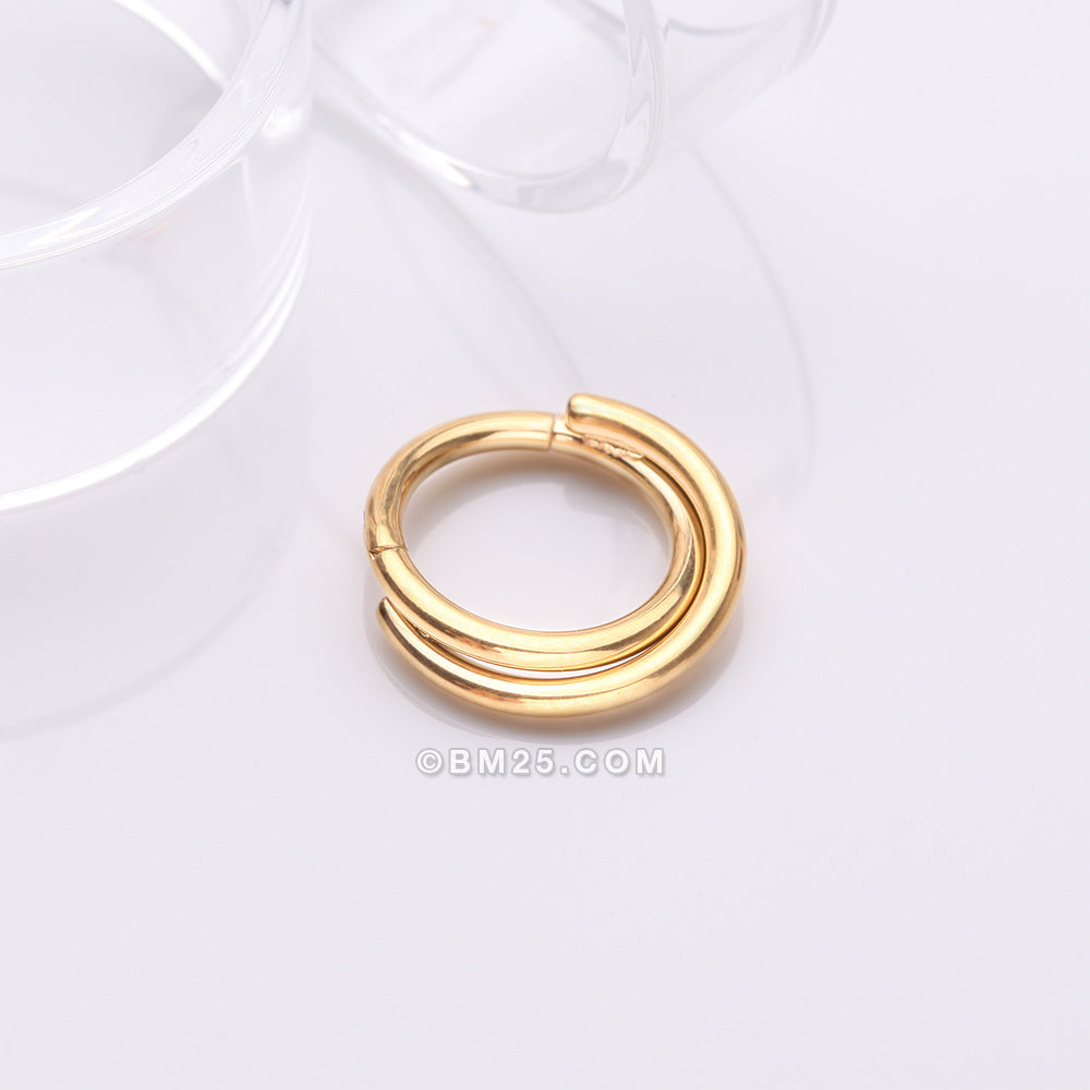 Detail View 1 of Pure24K Implant Grade Titanium Double Crossing Layer Clicker Hoop Ring