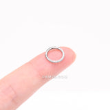 Detail View 2 of Implant Grade Titanium Brilliant Sparkle Pave Encircle Clicker Hoop Ring