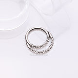 Detail View 1 of Implant Grade Titanium Hammered Accent Double Loop Clicker Hoop Ring