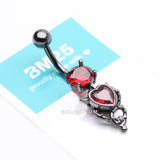 Detail View 4 of Blackline Tailed Devil's Heart Sparkle Dangle Belly Button Ring-Red
