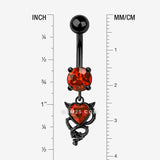 Detail View 1 of Blackline Tailed Devil's Heart Sparkle Dangle Belly Button Ring-Red