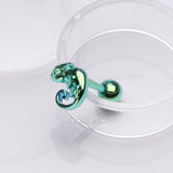 Detail View 1 of Colorline Chameleon Top Cartilage Tragus Barbell Earring-Green