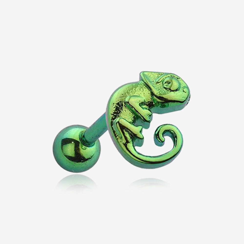 Colorline Chameleon Top Cartilage Tragus Barbell Earring-Green