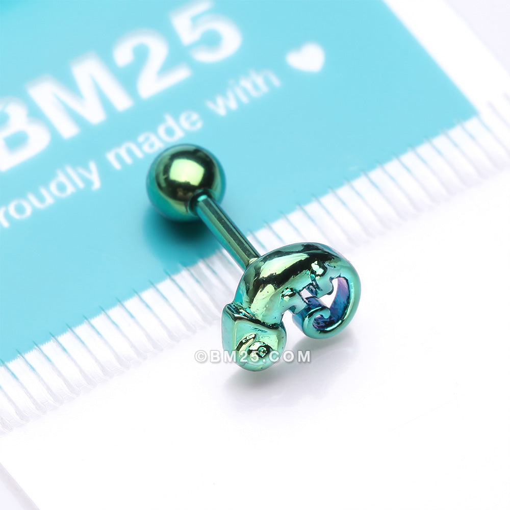 Detail View 3 of Colorline Chameleon Top Cartilage Tragus Barbell Earring-Green