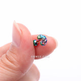Detail View 2 of Colorline Chameleon Top Cartilage Tragus Barbell Earring-Rainbow/Multi-Color