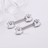 Detail View 1 of A Pair of Adorable Little Ghost Confetti Sparkle Nipple Barbell