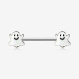 A Pair of Adorable Little Ghost Confetti Sparkle Nipple Barbell