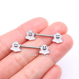Detail View 2 of A Pair of Adorable Little Ghost Confetti Sparkle Nipple Barbell