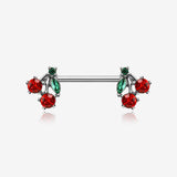 A Pair of Luscious Cherry Sparkle Fruit Nipple Barbell