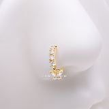 Detail View 1 of Golden Butterfly Marquise Sparkle Dangle Multi-Gem Lined Bendable Hoop Ring-Clear Gem