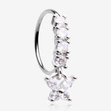 Butterfly Marquise Sparkle Dangle Multi-Gem Lined Bendable Hoop Ring-Clear Gem