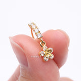 Detail View 2 of Golden Grand Daisy Flower Sparkle Multi-Gem Lined Bendable Hoop Ring-Clear Gem