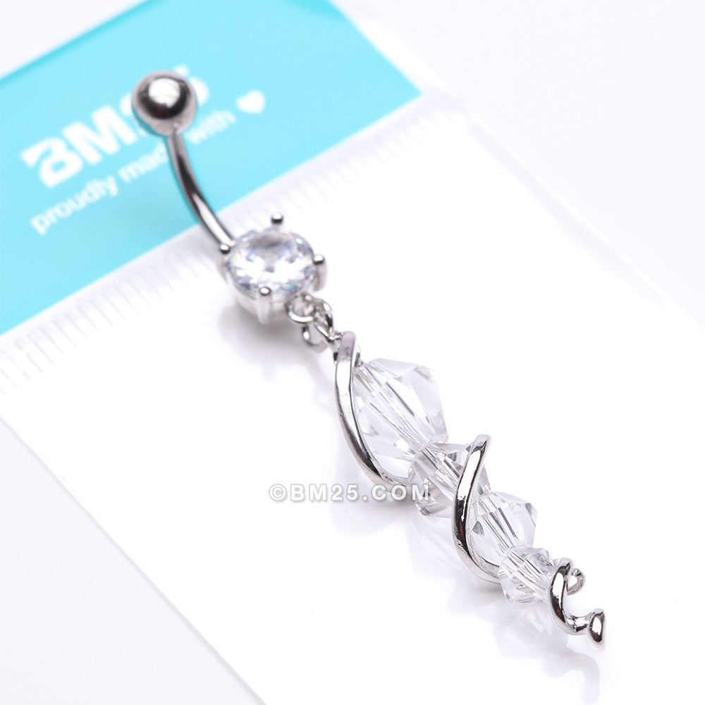 Detail View 4 of Swirly Sparkle Spiral Chandelier Belly Button Ring-Clear Gem