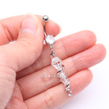 Detail View 3 of Swirly Sparkle Spiral Chandelier Belly Button Ring-Clear Gem