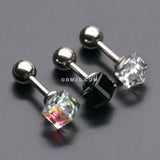 Detail View 2 of Prism Cube Cartilage Tragus Barbell-Aurora Borealis
