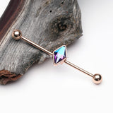 Detail View 1 of Rose Gold Vitrail Sparkle Industrial Barbell-Vitrail Medium