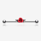 Vintage Red Rose Industrial Barbell-Red
