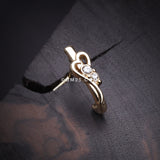 Detail View 1 of Golden Journey Heart Sparkle L-Shaped Nose Hoop Ring-Clear Gem