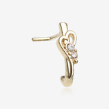 Golden Journey Heart Sparkle L-Shaped Nose Hoop Ring-Clear Gem