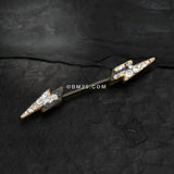 Detail View 1 of A Pair of Golden Sparkle Lightning Bolt Nipple Barbell Ring-Clear Gem