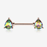 A Pair of Rose Gold Vitrail Medium Sparkle Teardrop Nipple Barbell