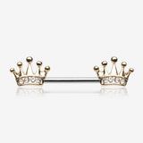 A Pair of Golden Princess Crown Nipple Barbell