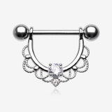 Turan Sparkle Dangle Nipple Barbell Ring-Clear Gem
