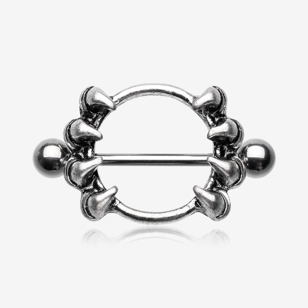 Vicious Vampire Fang Nipple Shield Ring (Large)-Steel 