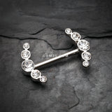 Detail View 1 of A Pair of Dainty Sparkle Ray Multi-Gem Nipple Ring-Clear Gem