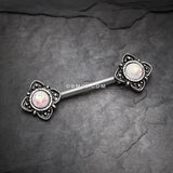 Detail View 1 of A Pair of Mystique Opal Vintage Nipple Barbell-White