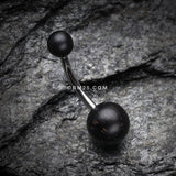 Detail View 2 of Organic Arang Wood Belly Button Ring-Black