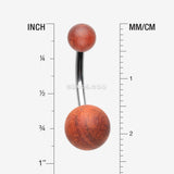 Detail View 1 of Organic Cherry Wood Belly Button Ring-Orange/Brown