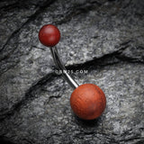 Detail View 2 of Organic Cherry Wood Belly Button Ring-Orange/Brown