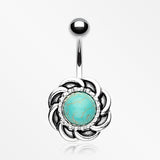 Tribal Turquoise Sun Belly Button Ring*