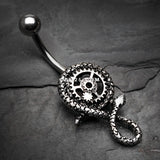 Serpent Clockworks Steampunk Belly Button Ring-Steel