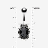 Detail View 1 of Onyx Elegance Sparkle Belly Button Ring-Black