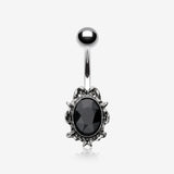 Onyx Elegance Sparkle Belly Button Ring-Black