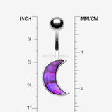 Detail View 1 of Purple Daze Crescent Moon Belly Button Ring-Purple