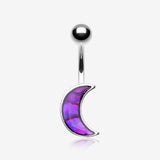 Purple Daze Crescent Moon Belly Button Ring-Purple