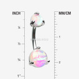 Detail View 1 of Prong Set Iridescent Unicorn Revo Belly Button Ring-White