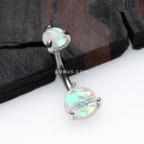 Detail View 2 of Prong Set Iridescent Unicorn Revo Belly Button Ring-White