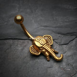 Detail View 2 of Golden Ganesha Elephant Belly Button Ring-Gold