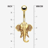 Detail View 1 of Golden Ganesha Elephant Belly Button Ring-Gold