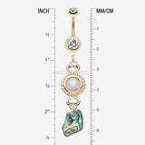 Detail View 1 of Golden Opal Abalone Dangle Belly Button Ring-Clear Gem