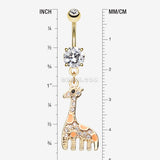 Detail View 1 of Adorable Giraffe Belly Button Ring-Clear Gem